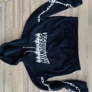 Birds of prey her universe black huntress crop pullover hoodie size L dc comics